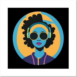 80s popart black girl, vibrant colors, face only Posters and Art